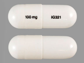 Gabapentin 100 mg IG321 Pill InvaGen Pharmaceuticals, Inc. – white capsule/oblong, 16mm