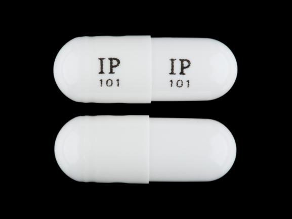 Gabapentin 100mg, Amneal Pharmaceuticals, IP 101 IP 101 Pill – white capsule/oblong, 16mm