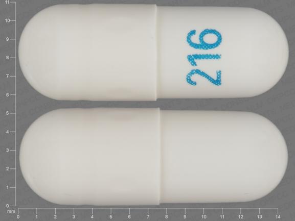 Gabapentin 100mg, Ascend Laboratories, 216 Pill – white capsule/oblong, 14mm